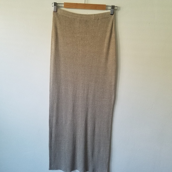 VINTAGE Babette Ballinger 100% Linen Beige Knit Maxi Skirt Size M - Picture 3 of 8